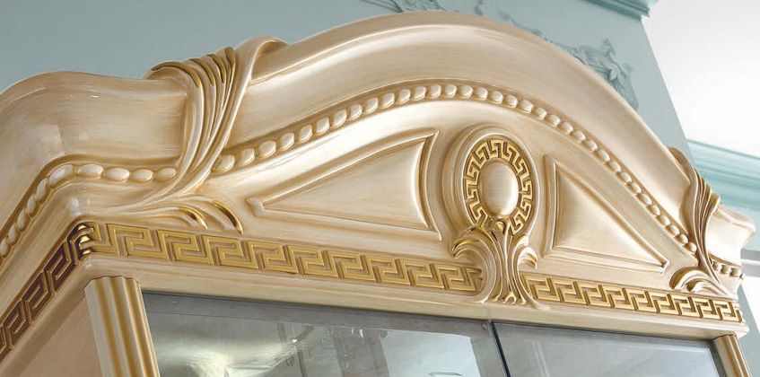 Βιτρίνα κλασική με μία πόρτα σε εκρού-χρυσό AIDA (AIV2)