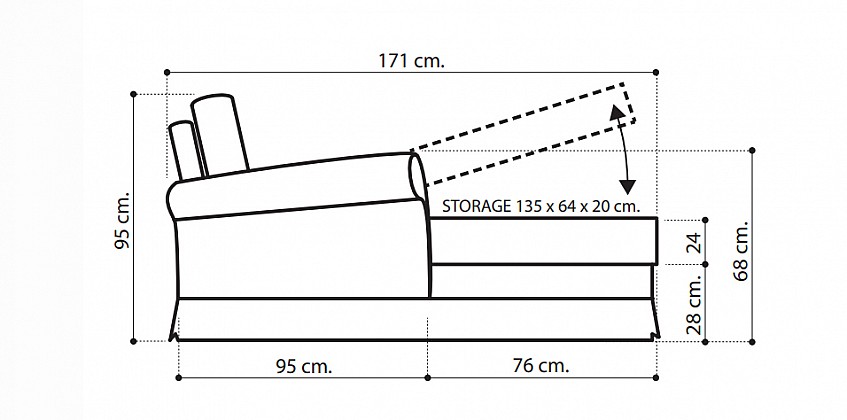 Καναπές γωνία L-SHAPE με χώρο αποθήκευσης (TREVISO) Καναπές γωνία L-SHAPE με χώρο αποθήκευσης (TREVISO)