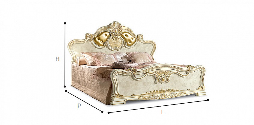 Κρεβάτι king size Ιταλίας εκρού LEONARDO με διακόσμηση στο κεφαλάρι (197X200) (LEON3)