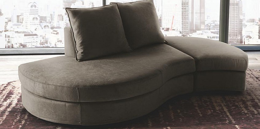 Modern Semicircular Taupe Sofa New York