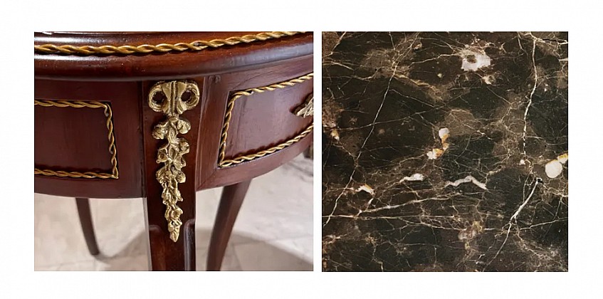 Louis XV Χειροποίητο Τραπεζάκι με Μαρμάρινη Επιφάνεια (1498-B)