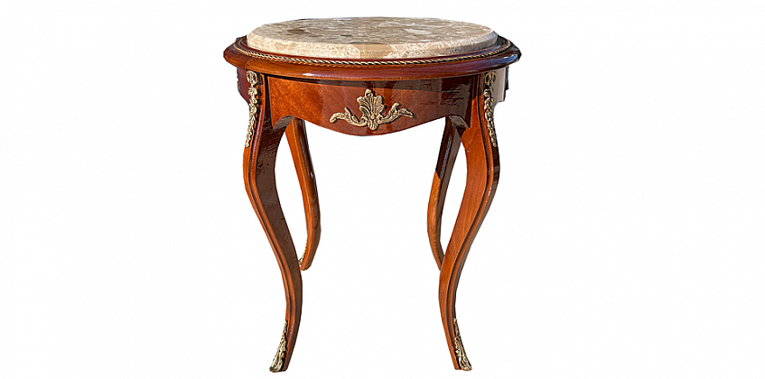 Χειροποίητο Τραπεζάκι Louis XV Ξυλόγλυπτο με Μαρμάρινη Επιφάνεια (1499) Χειροποίητο Τραπεζάκι Louis XV Ξυλόγλυπτο με Μαρμάρινη Επιφάνεια (1499)