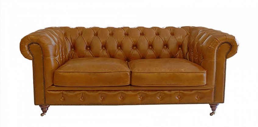 διθέσιος δερμάτινος καναπές chesterfield σε μοντερνο στυλ 