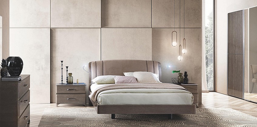 Κρεβάτι υπέρδιπλο με υφασμάτινο κεφαλάρι TRENDY (TREN18) 