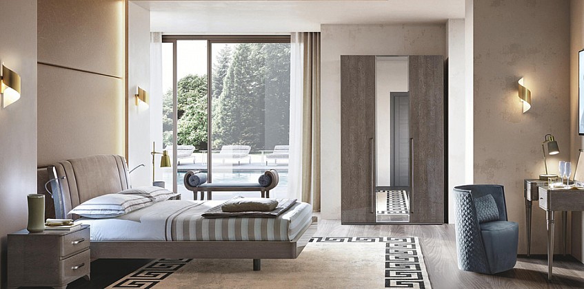 Κρεβάτι υπέρδιπλο με υφασμάτινο κεφαλάρι TRENDY (TREN18) 