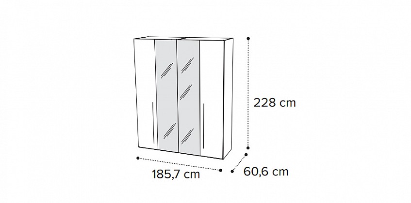 Ντουλάπα ρούχων PLATINUM γκρι (PLAT4) 