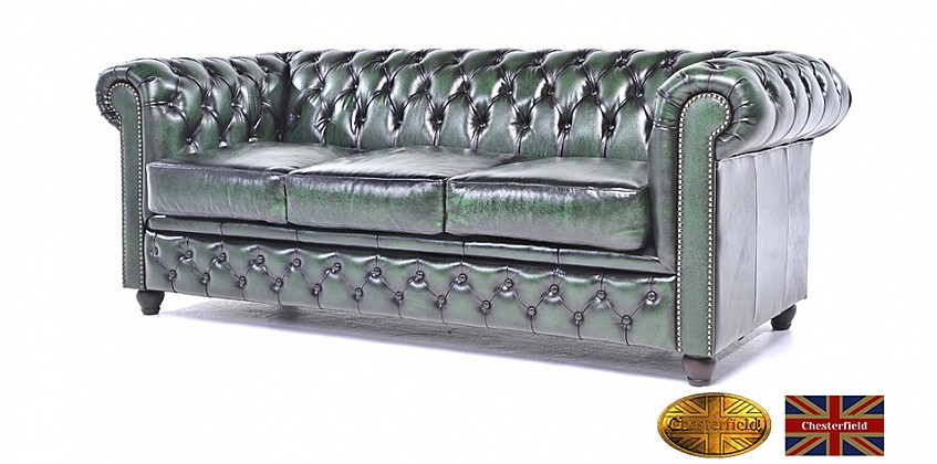 Γνήσιος δερμάτινος καναπές Chesterfield τριθέσιος (BGA3)