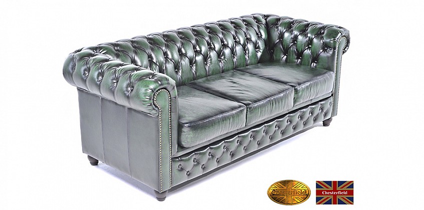 Γνήσιος δερμάτινος καναπές Chesterfield τριθέσιος (BGA3)