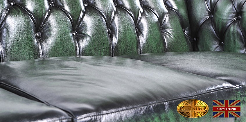 Γνήσιος δερμάτινος καναπές Chesterfield τριθέσιος (BGA3)