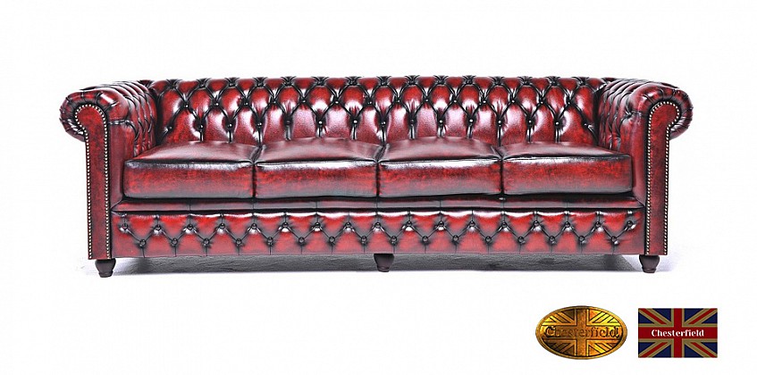 Γνήσιος δερμάτινος καναπές Chesterfield τετραθέσιος (BMA4)
