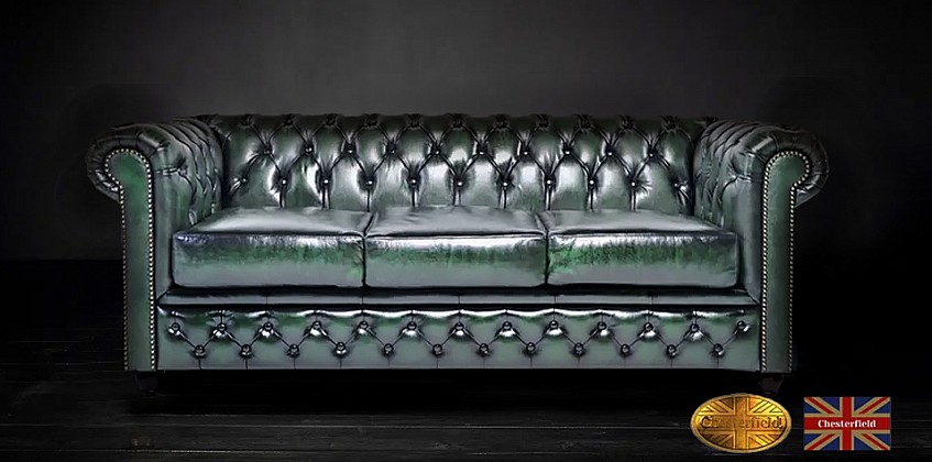 Γνήσιος δερμάτινος καναπές Chesterfield τριθέσιος (BPS3)