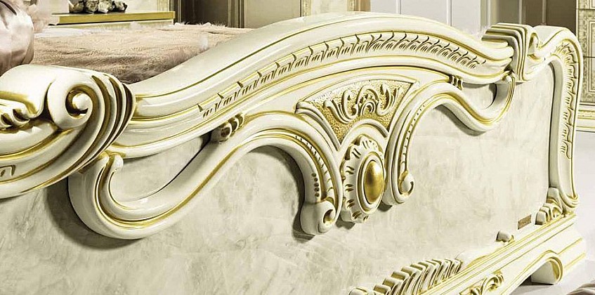 Κρεβάτι king size Ιταλίας εκρού LEONARDO με διακόσμηση στο κεφαλάρι (197X200) (LEON3)