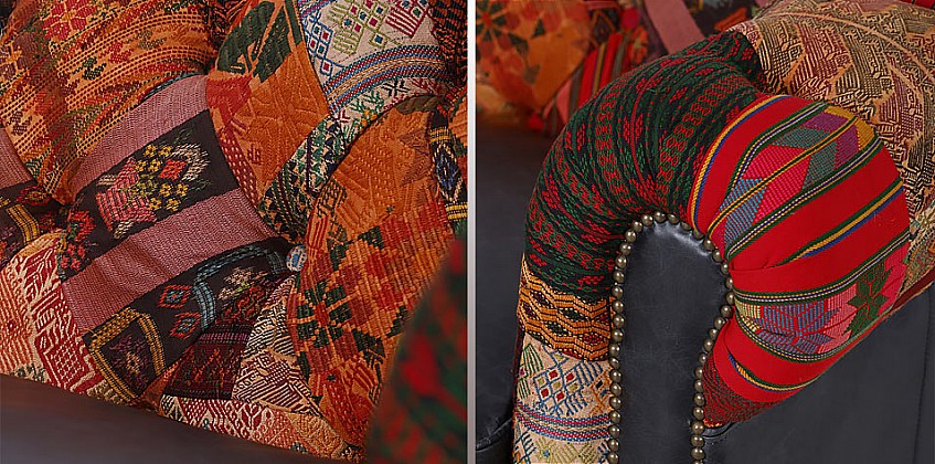 Δερμάτινος 3θέσιος καναπές "Patchwork" (23BM)