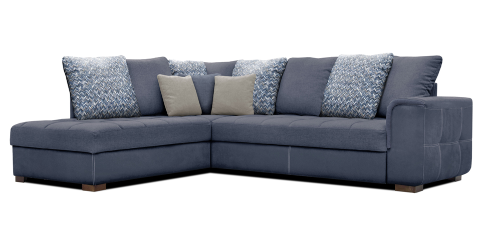 Γωνιακός καναπές κρεβάτι με αριστερή γωνία μπλε (DOBL)
