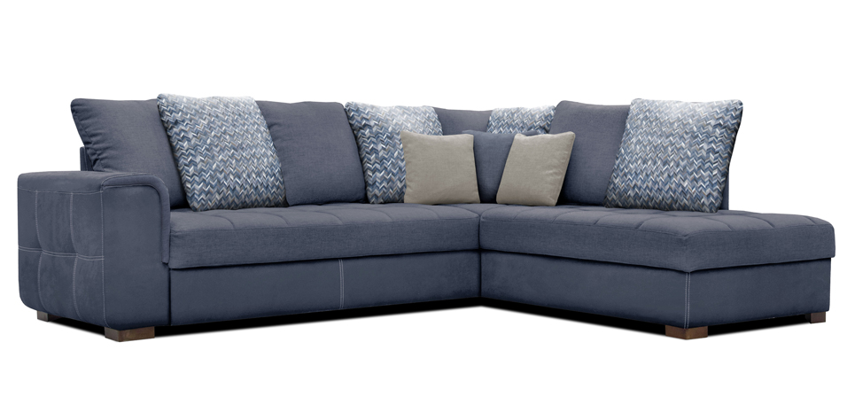 Γωνιακός καναπές κρεβάτι με δεξιά γωνία μπλε (DOBR)