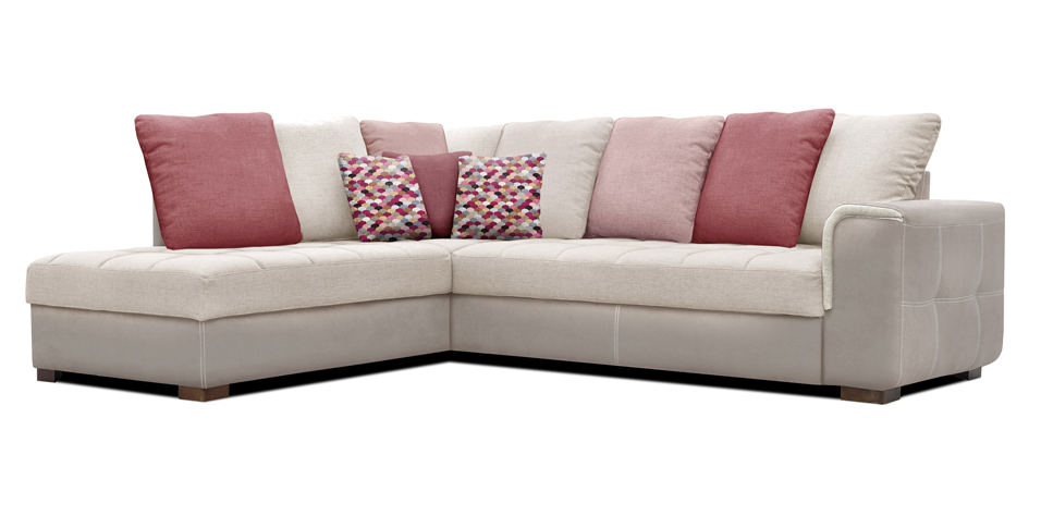 Γωνιακός καναπές κρεβάτι με αριστερή γωνία εκρού (DOCL)