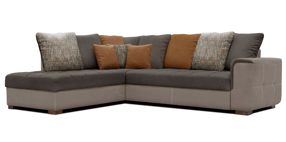 Γωνιακός καναπές κρεβάτι με αριστερή γωνία καφέ/μπεζ (DOKL)