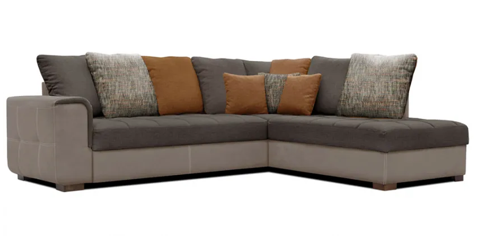 Γωνιακός καναπές κρεβάτι με δεξιά γωνία καφέ/μπεζ (DOKR)