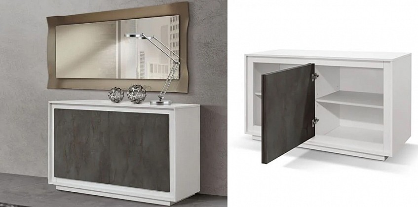 Μοντέρνος δίφυλλος μπουφές WHITE-GREY (1845)-ΜΠΟΥΦΕΣ Μοντέρνος δίφυλλος μπουφές WHITE-GREY (1845)-ΜΠΟΥΦΕΣ