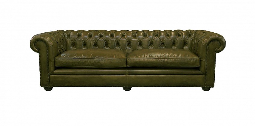 ΤΡΙΘΕΣΙΟΣ ΔΕΡΜΑΤΙΝΟΣ ΚΑΝΑΠΕΣ GYMNASIUM SOFA 240 CM LIGHT OLIVE
