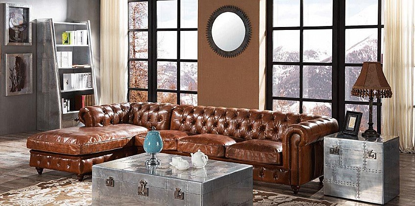Γωνιακός καναπές Chesterfield (041L) ΣΑΛΟΝΙΑ ΓΡΑΦΕΙΟΥ ΔΕΡΜΑΤΙΝΑ