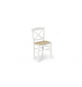 Καρέκλα λευκή με ψάθα (0714)