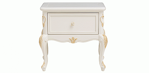 Κομοδίνο λευκό με λεπτομέρειες από φύλλα χρυσού (W205) Κομοδίνο λευκό με λεπτομέρειες από φύλλα χρυσού (W205)