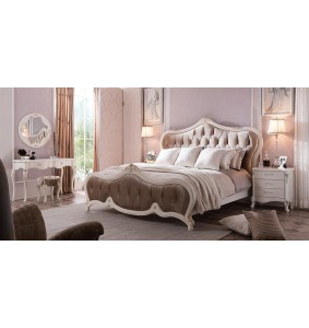 Κρεβάτι με βελούδινο κεφαλάρι & ποδαρικό vintage (102S) (150Χ200)