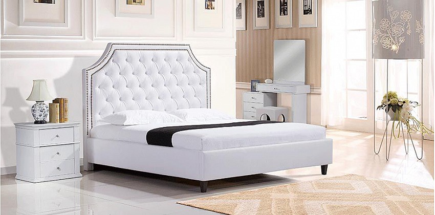 Double bed with storage space and quilted headboard A110 160X200