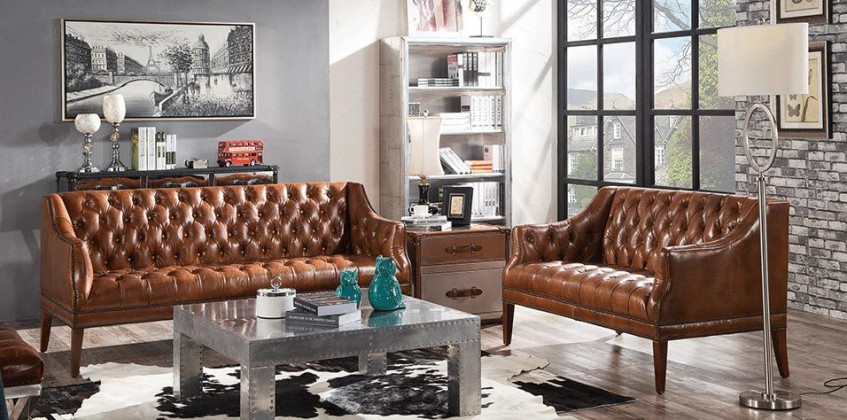 Chesterfield Sofa Set In Genuine