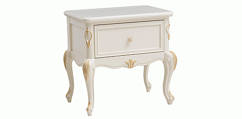 Κομοδίνο λευκό με λεπτομέρειες από φύλλα χρυσού (W205) Κομοδίνο λευκό με λεπτομέρειες από φύλλα χρυσού (W205)