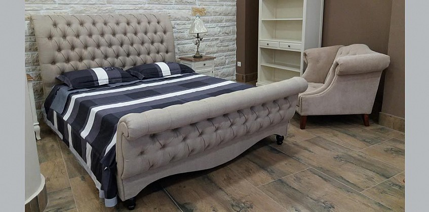 Κρεβάτι διπλό καπιτονέ σε ύφασμα (K126) (160Χ200)