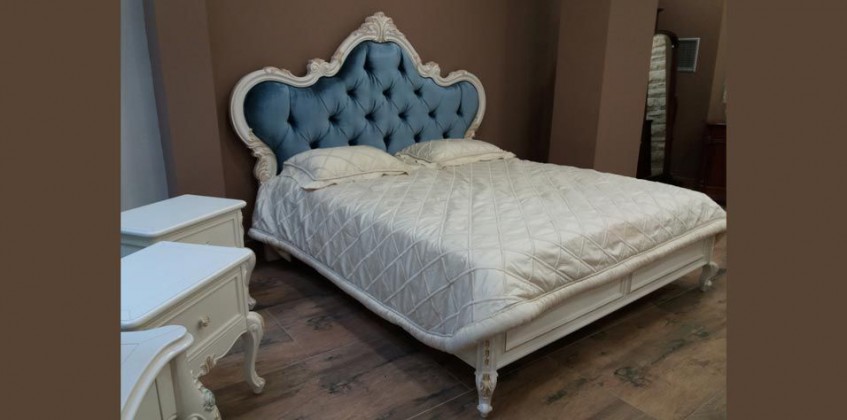 King size κρεβάτι καπιτονέ βελούδο σε ρομαντικό ύφος (103L) (180Χ200)