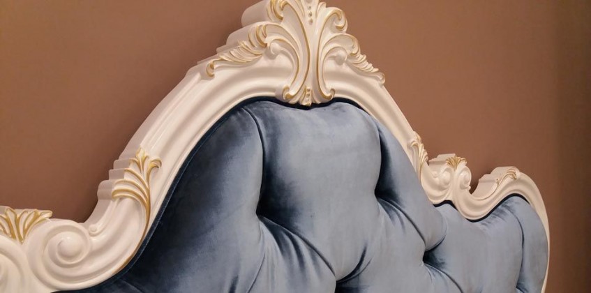 King size κρεβάτι καπιτονέ βελούδο σε ρομαντικό ύφος (103L) (180Χ200)