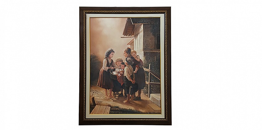 Πίνακας σε καφέ κορνίζα "Γειτονιά" (CHILD) ΠΙΝΑΚΕΣ ΖΩΓΡΑΦΙΚΗΣ