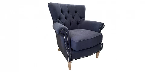 Πολυθρόνα σαλονιού καπιτονέ σε λινό ύφασμα (1607K)