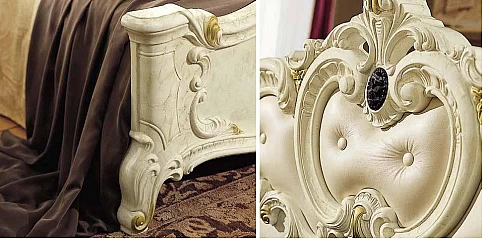 Κρεβάτι king size Ιταλίας BAROCCO εκρού (197Χ200) (BAR3)