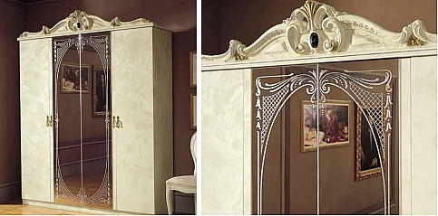 Ντουλάπα τετράφυλλη εκρού BAROCCO (BRI4) 