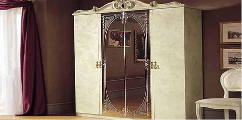 Ντουλάπα τετράφυλλη εκρού BAROCCO (BRI4) 