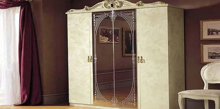 Ντουλάπα τετράφυλλη εκρού BAROCCO (BRI4) ΝΤΟΥΛΑΠΕΣ