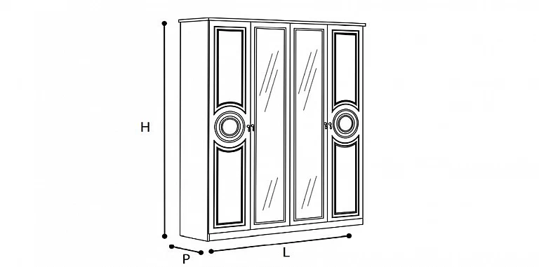 Ντουλάπα τετράφυλλη σε λευκό-ασημί AIDA (AWH4) ΝΤΟΥΛΑΠΕΣ 