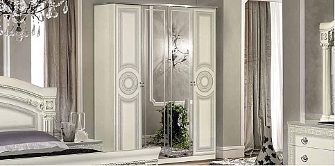 Ντουλάπα τετράφυλλη σε λευκό-ασημί AIDA (AWH4) 