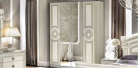 Ντουλάπα τετράφυλλη σε λευκό-ασημί AIDA (AWH4) 