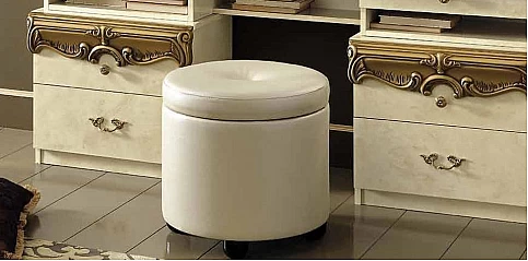 Σκαμπό/πουφ εκρού BAROCCO (BRIV)