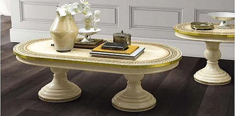 Τραπεζάκι σαλονιού οβάλ σε εκρού-χρυσό AIDA (AIV3)