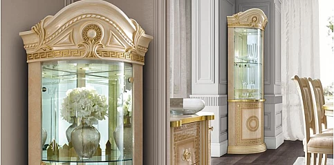 Γωνιακή βιτρίνα κλασική σε εκρού-χρυσό AIDA (AIV1)