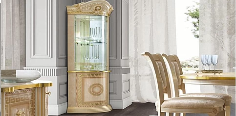 Γωνιακή βιτρίνα κλασική σε εκρού-χρυσό AIDA (AIV1)