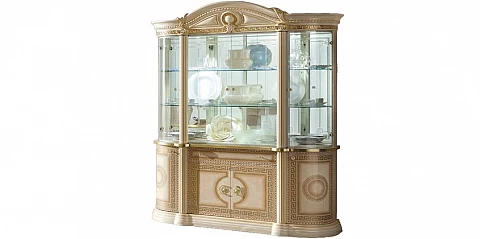 Βιτρίνα κλασική με 4 πόρτες εκρού-χρυσό AIDA (AIV4)