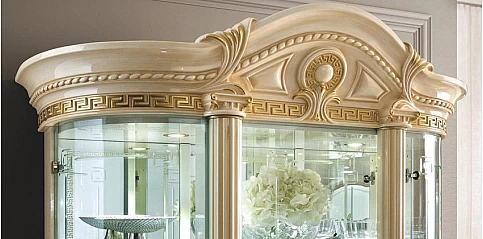 Βιτρίνα κλασική με 4 πόρτες εκρού-χρυσό AIDA (AIV4)