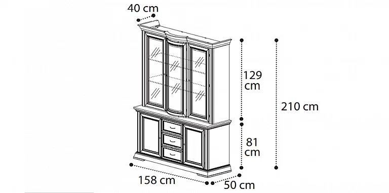 Βιτρίνα κλασική 3 πόρτες και συρτάρια σε κερασιά TREVISO (TRE4) ΒΙΤΡΙΝΑ